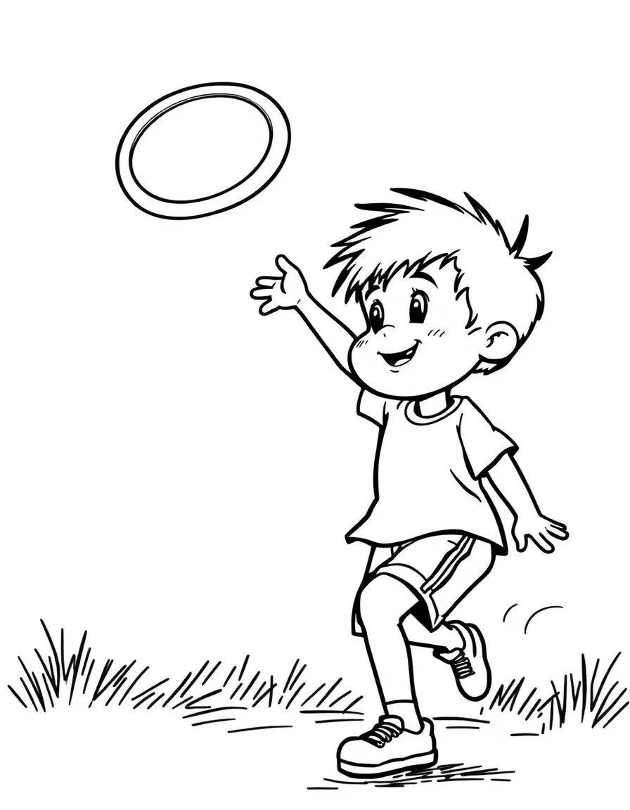 (sports) A child throwing a discus in the air