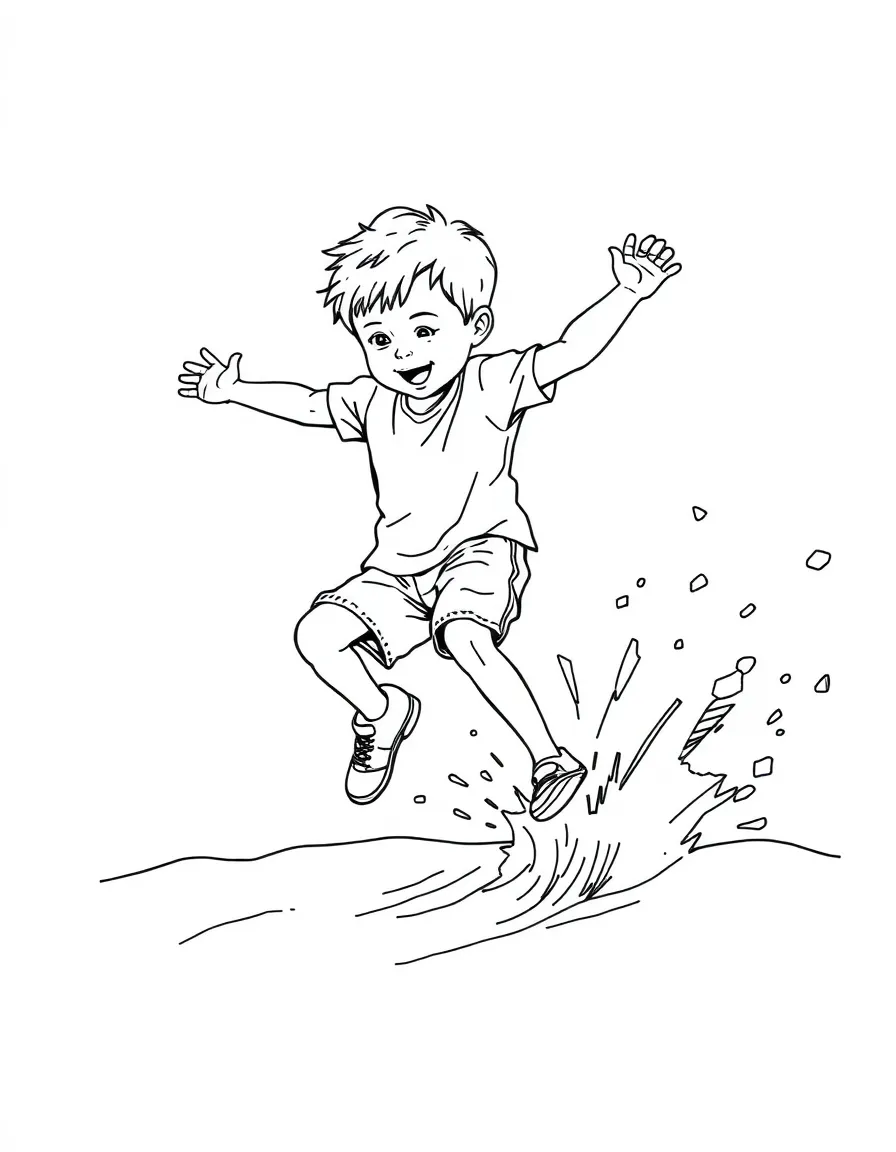 (sports) A child long jumping into sand