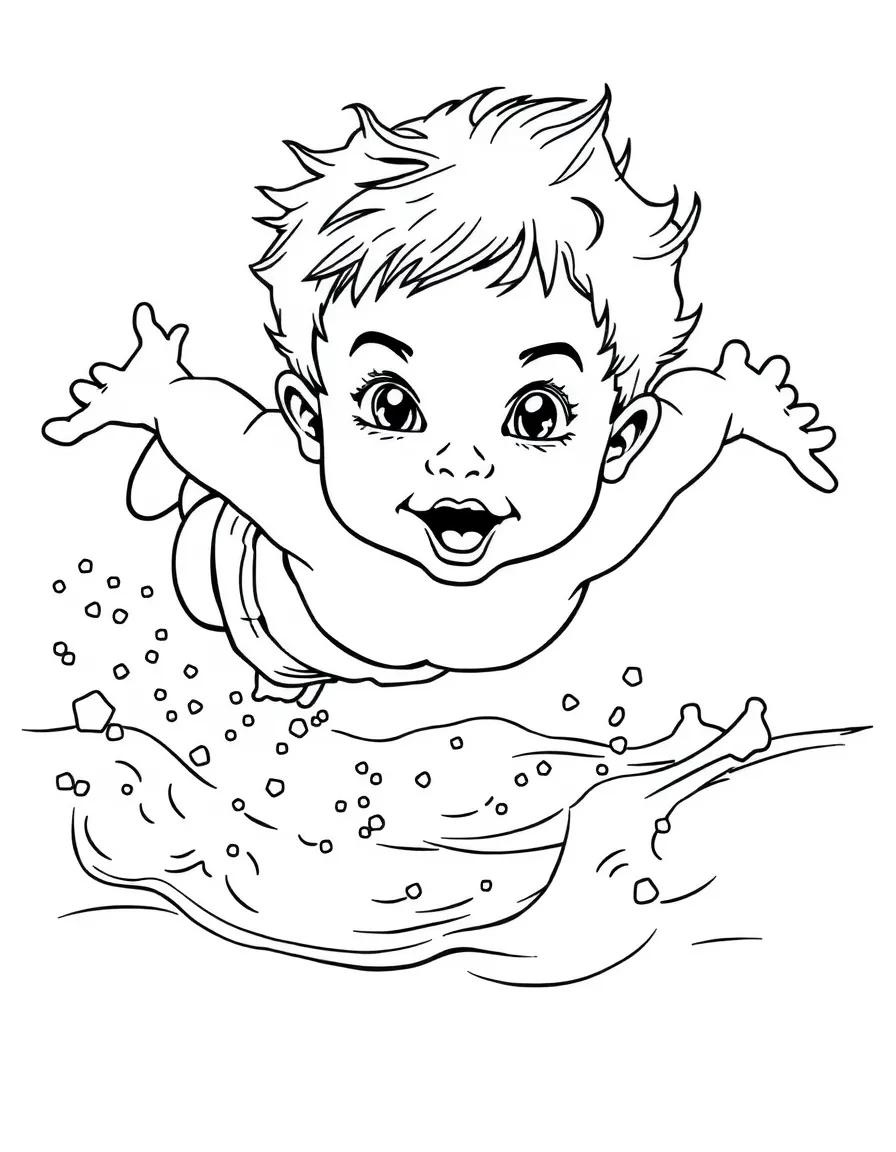 (sports) A child diving into water