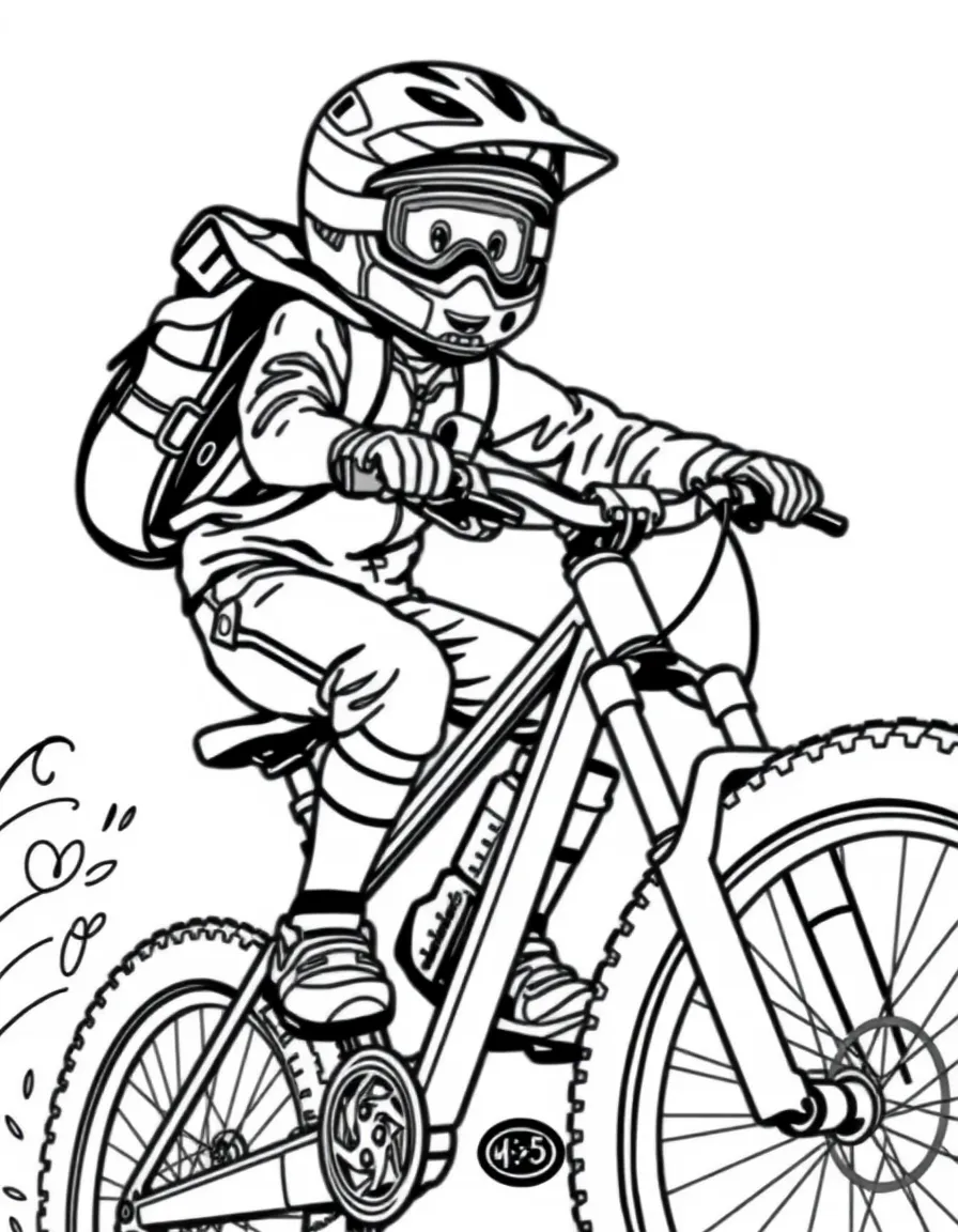 (sports) A child riding a mountain bike