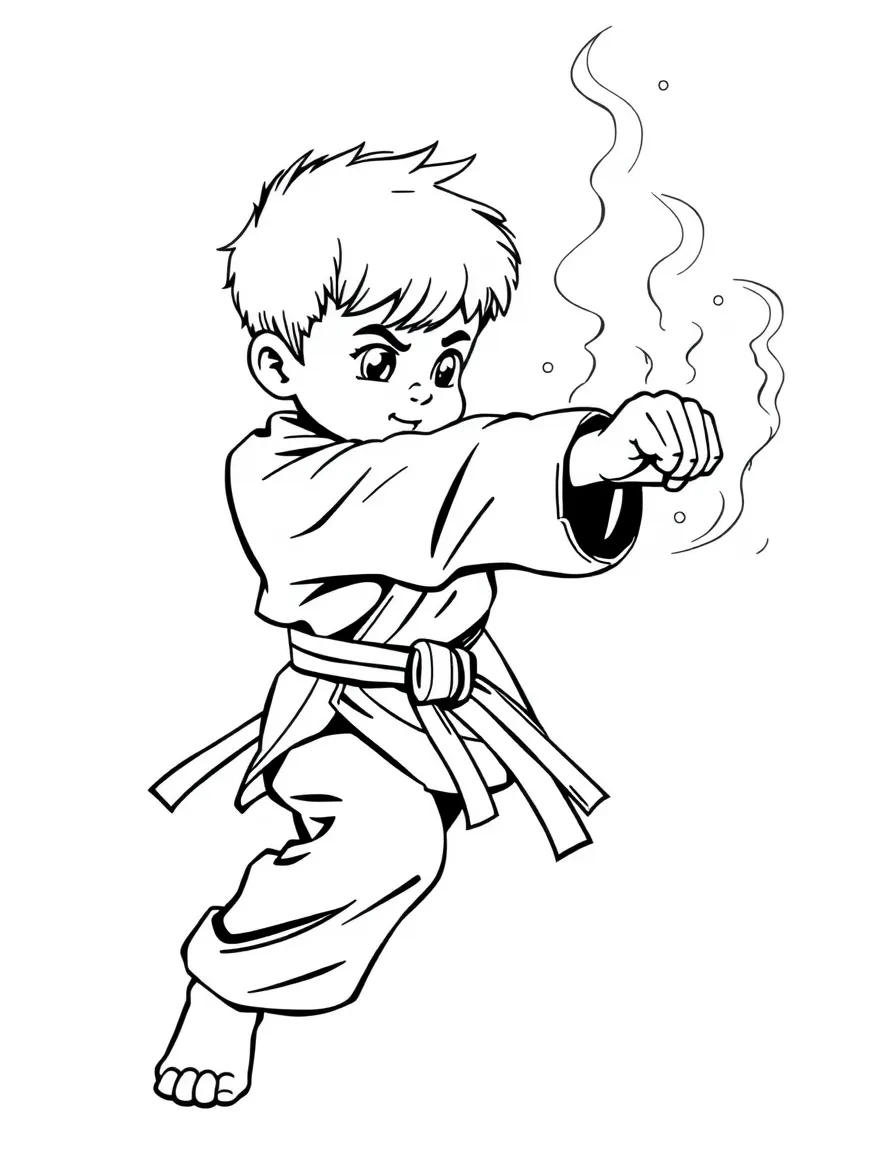 (sports) A child doing a karate chop