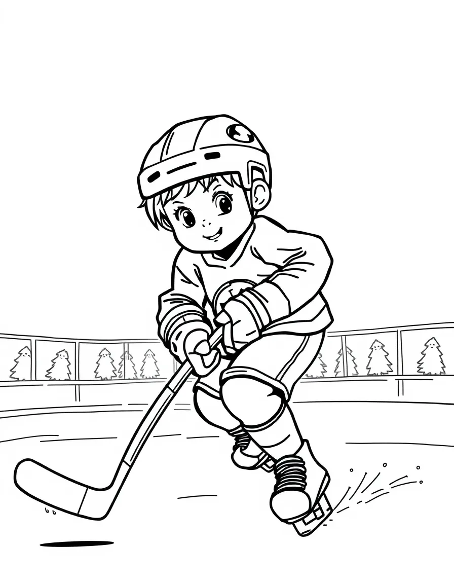 (sports) A child playing ice hockey