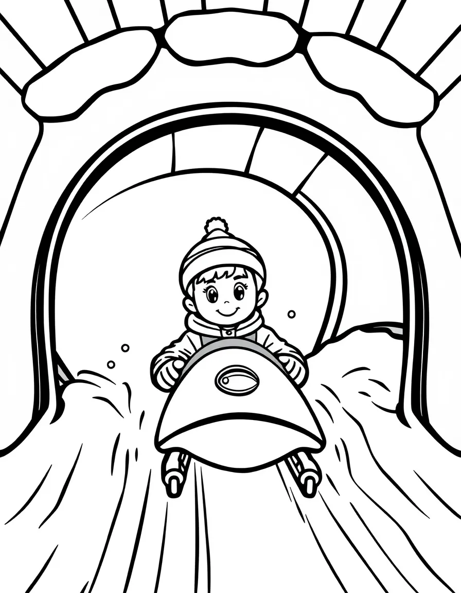 (sports) A child in a bobsled