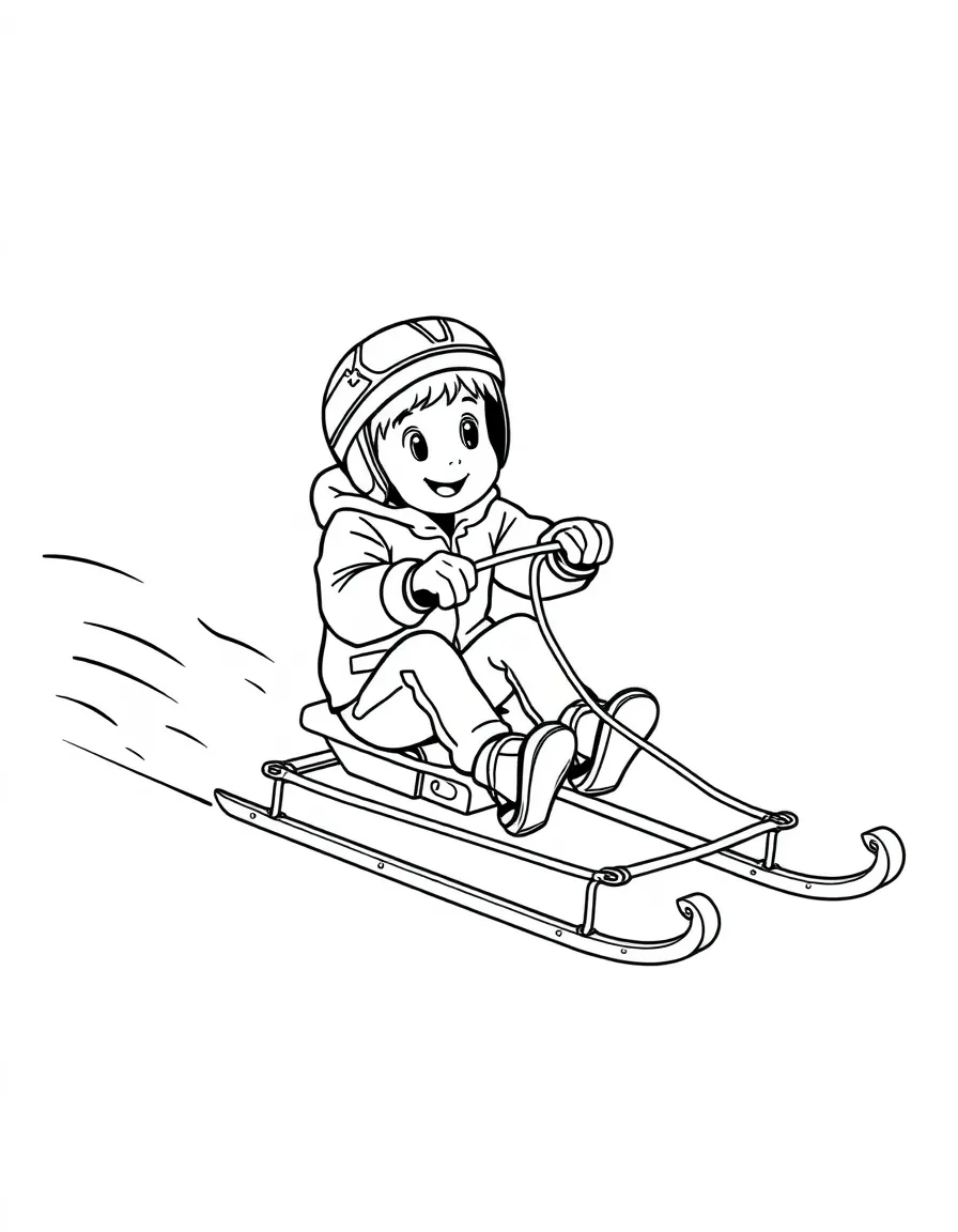 (sports) A child on a skeleton sled