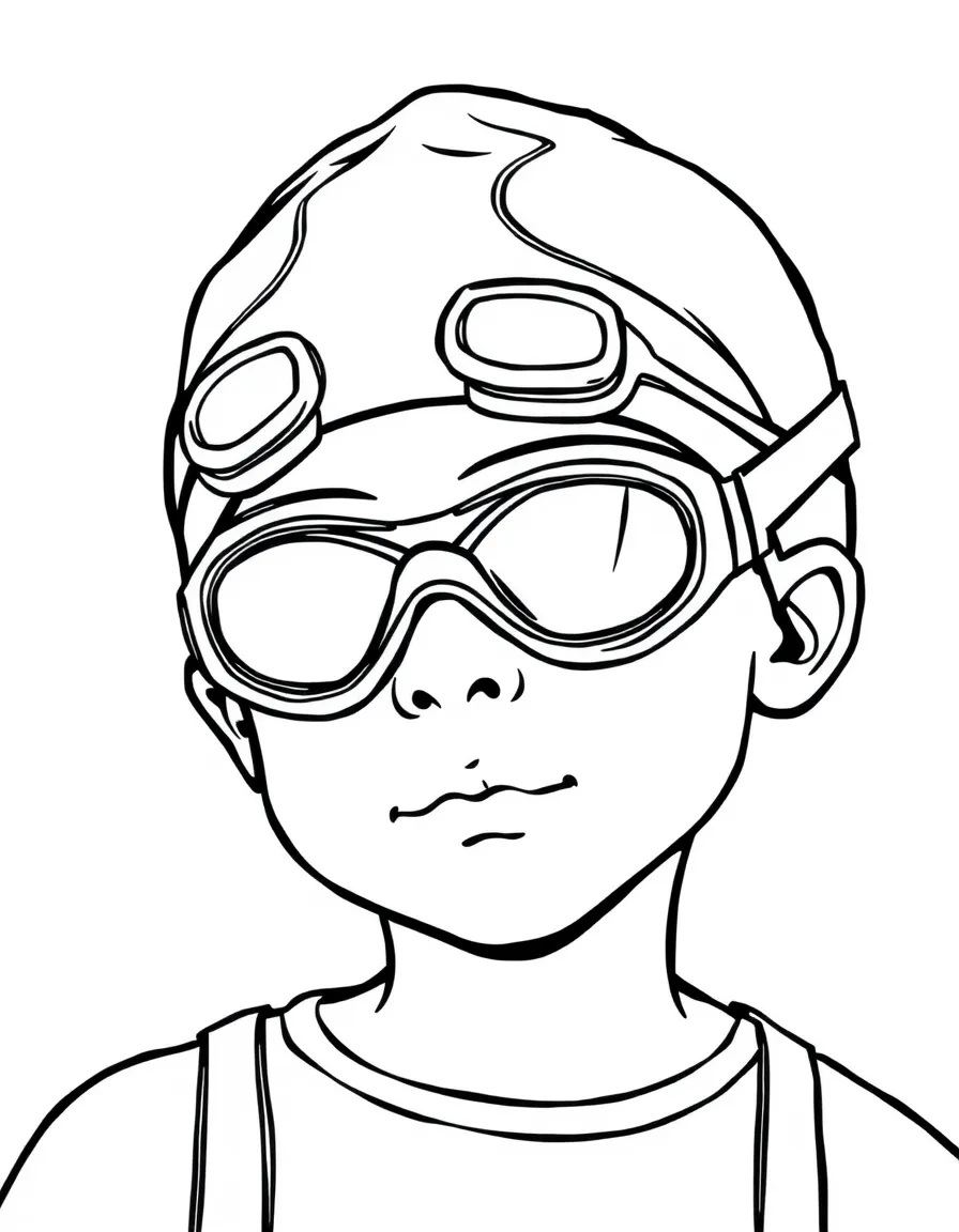 (sports) A child swim cap and goggles