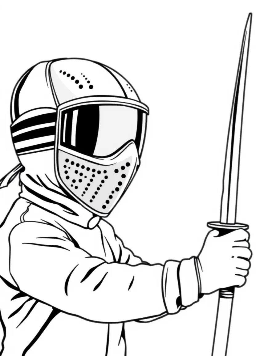 (sports) A child fencing mask and sword