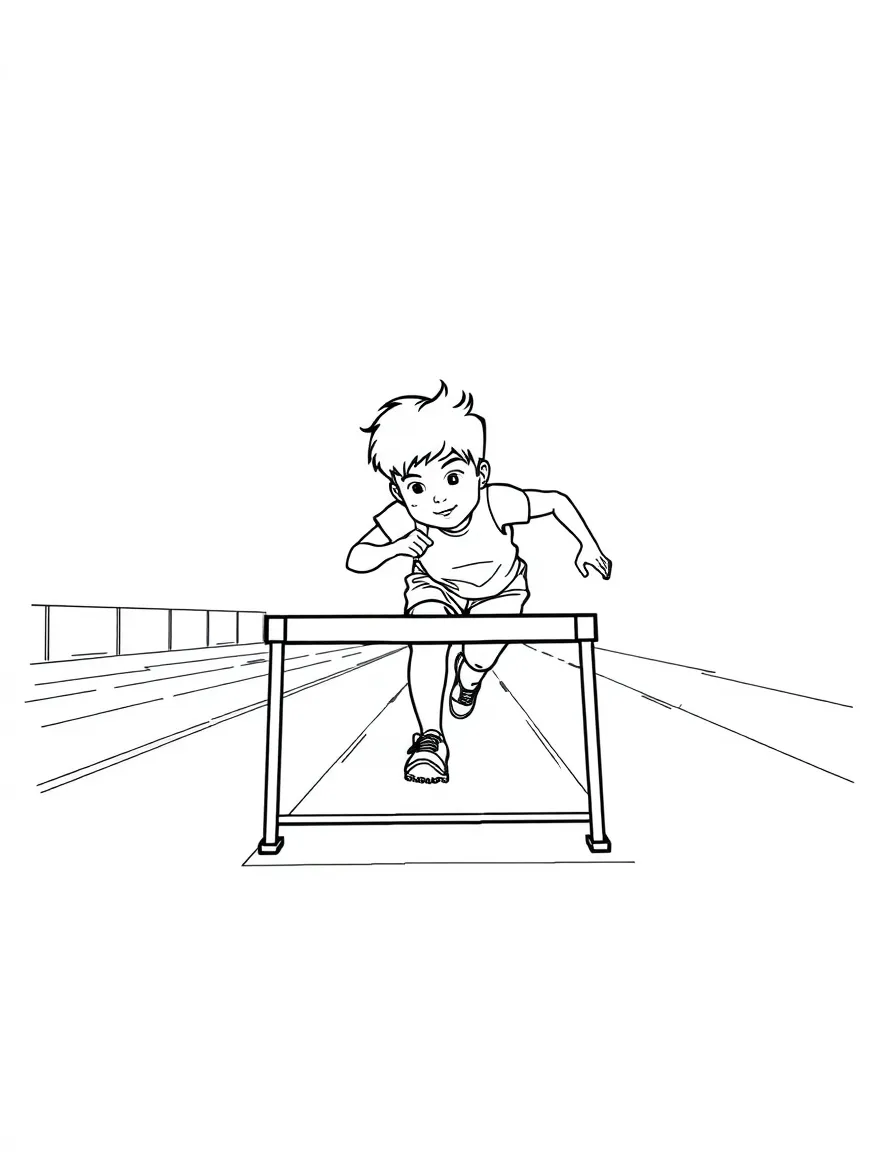 (sports) A child track with hurdles