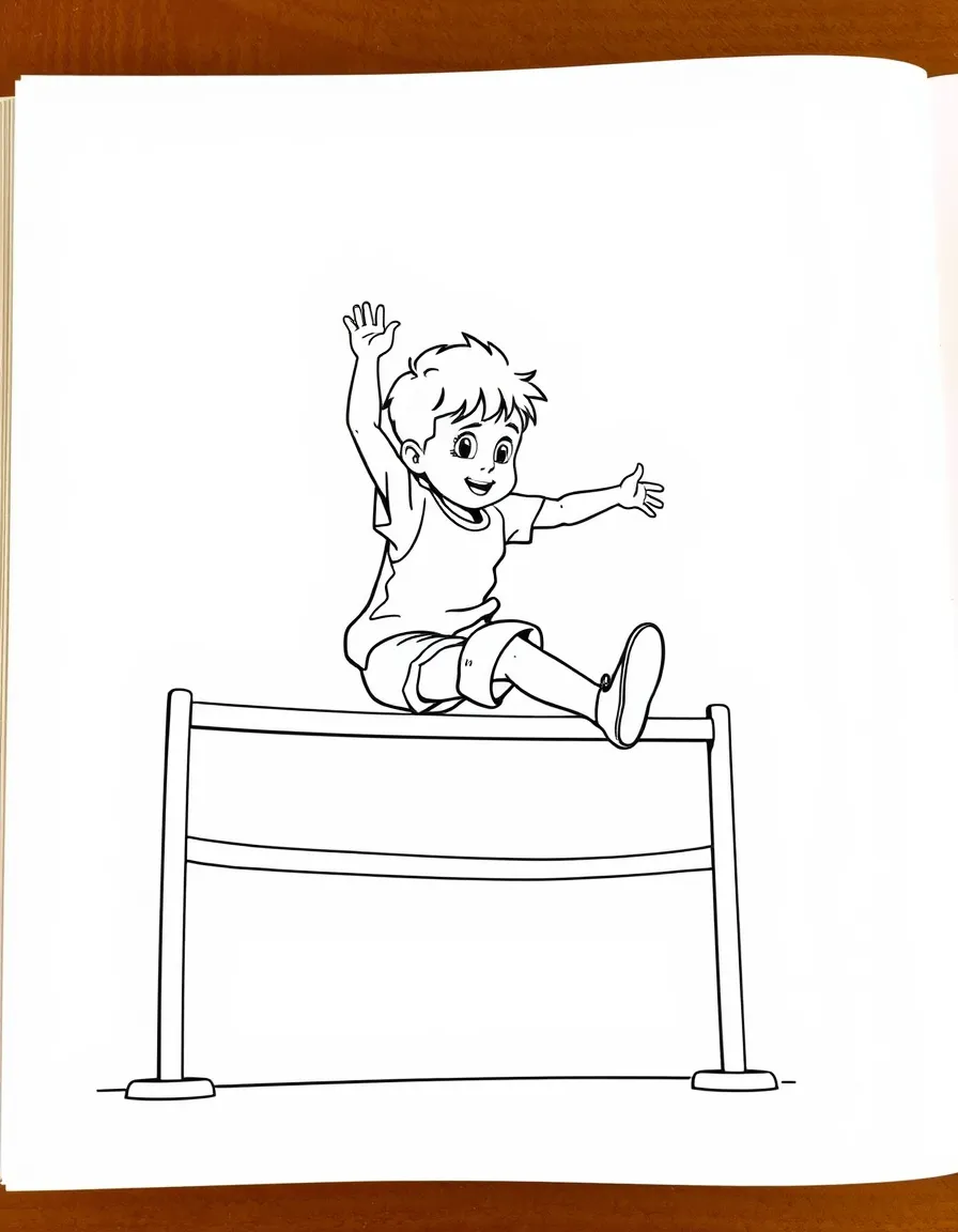 (sports) A child high jump bar