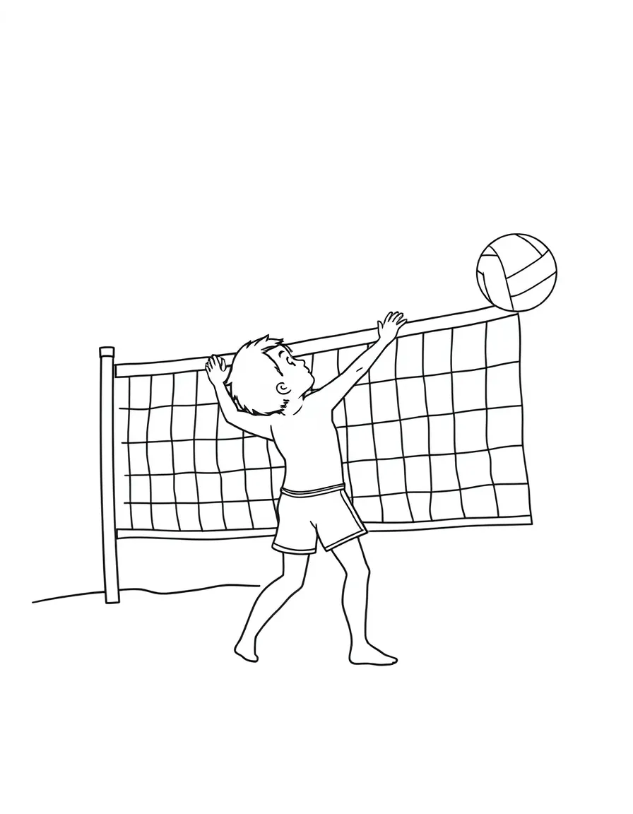(sports) A child beach volleyball net