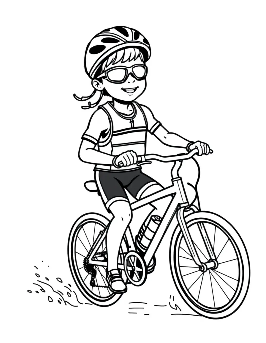 (sports) A child triathlon gear (swim, bike, run)
