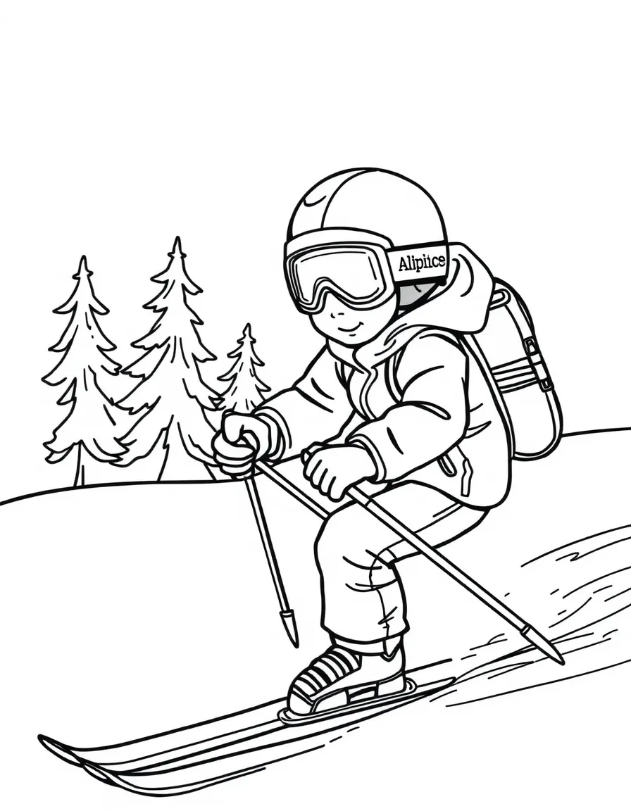 (sports) A child alpine skis