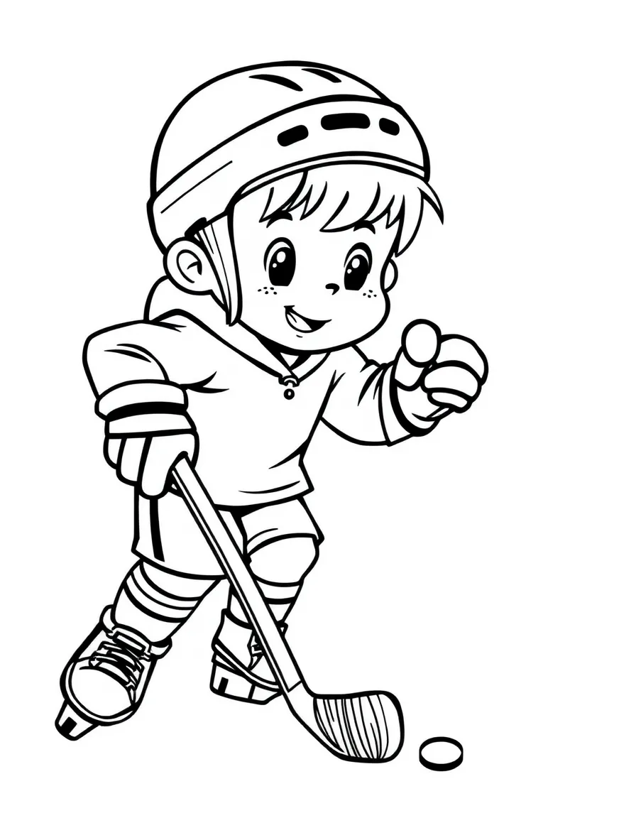 (sports) A child ice hockey stick and puck