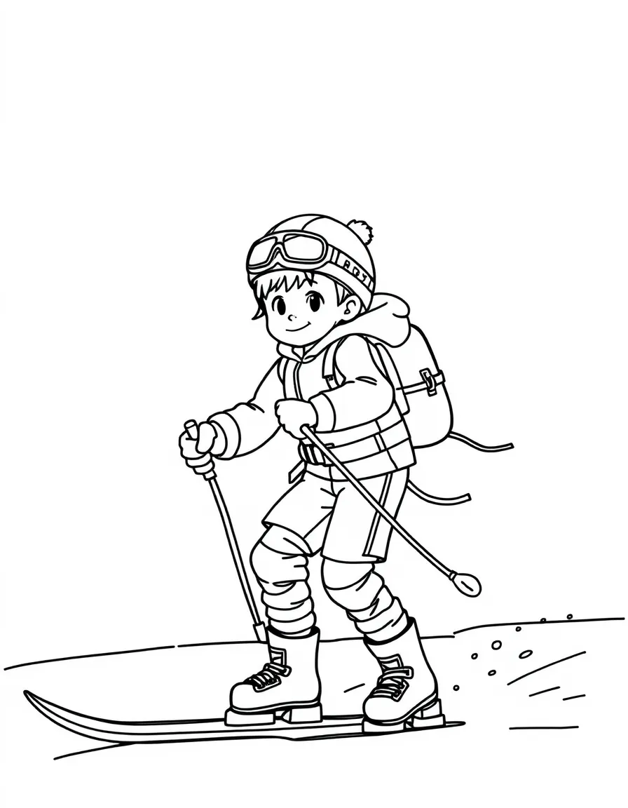 (sports) A child Nordic combined course
