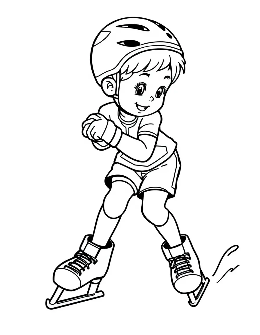 (sports) A child short track speed skates