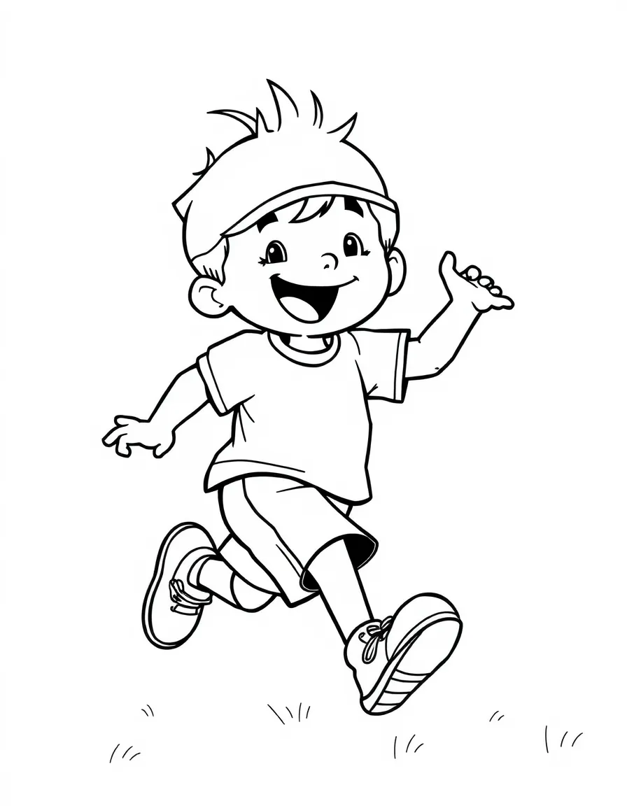 (sports) A child a joyful child running