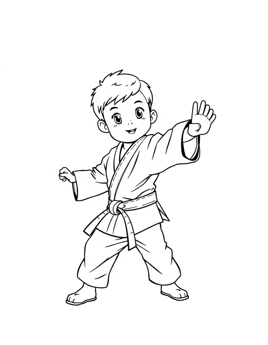 (sports) A child a quick child doing taekwondo