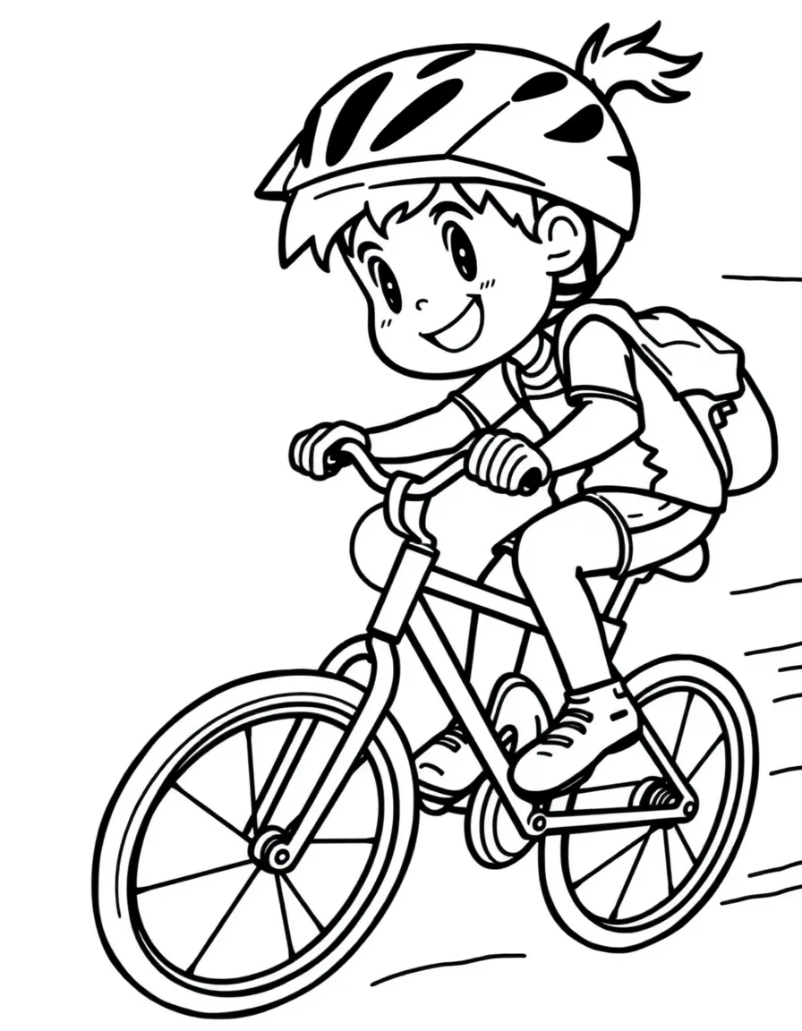 (sports) A child a fast child cycling