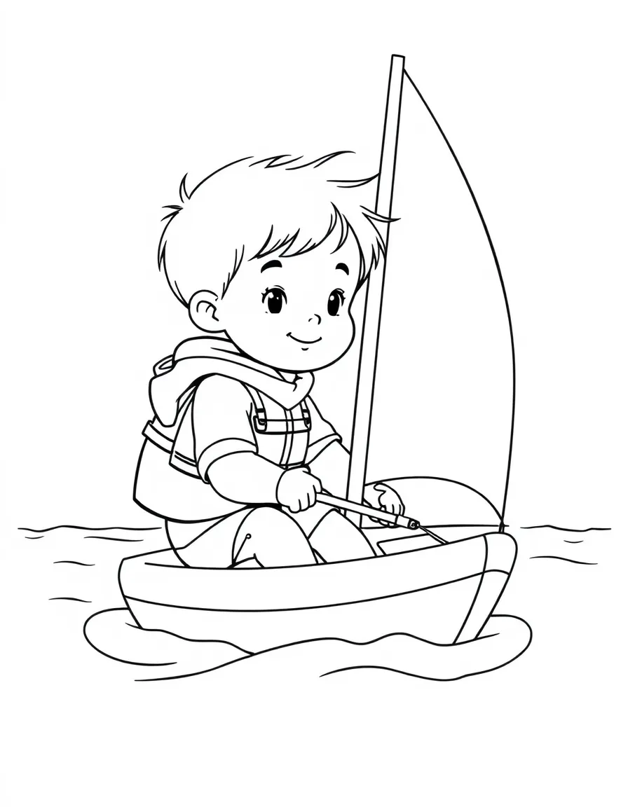(sports) A child a calm child sailing