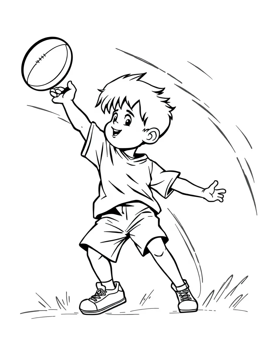 (sports) A child a strong child throwing a discus