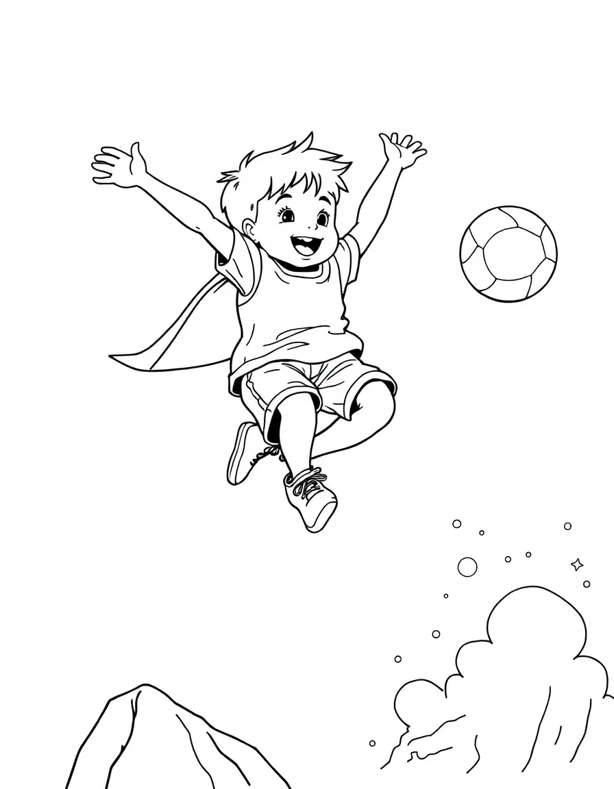 (sports) A child a high-flying child high jumping