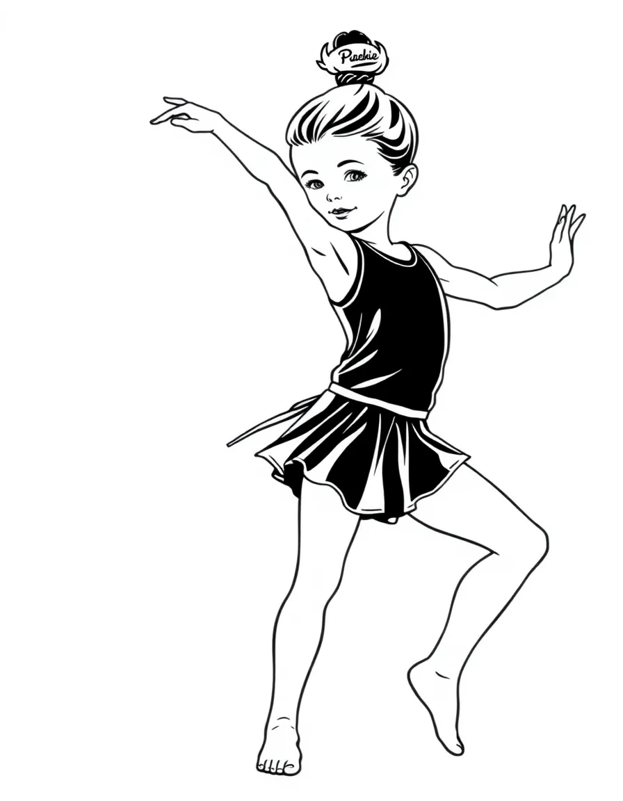 (sports) A child an elegant child doing rhythmic gymnastics