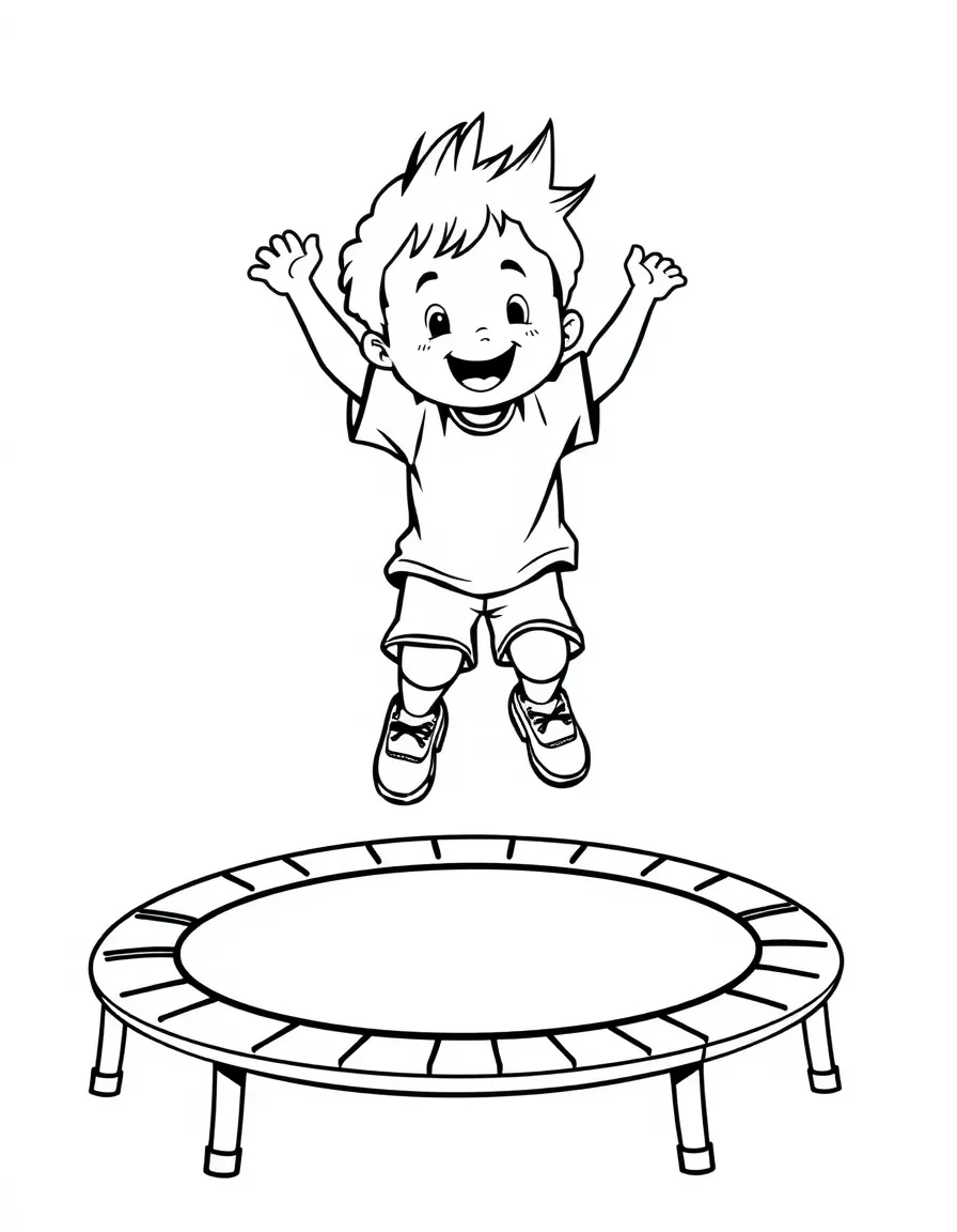 (sports) A child a bouncing child trampolining