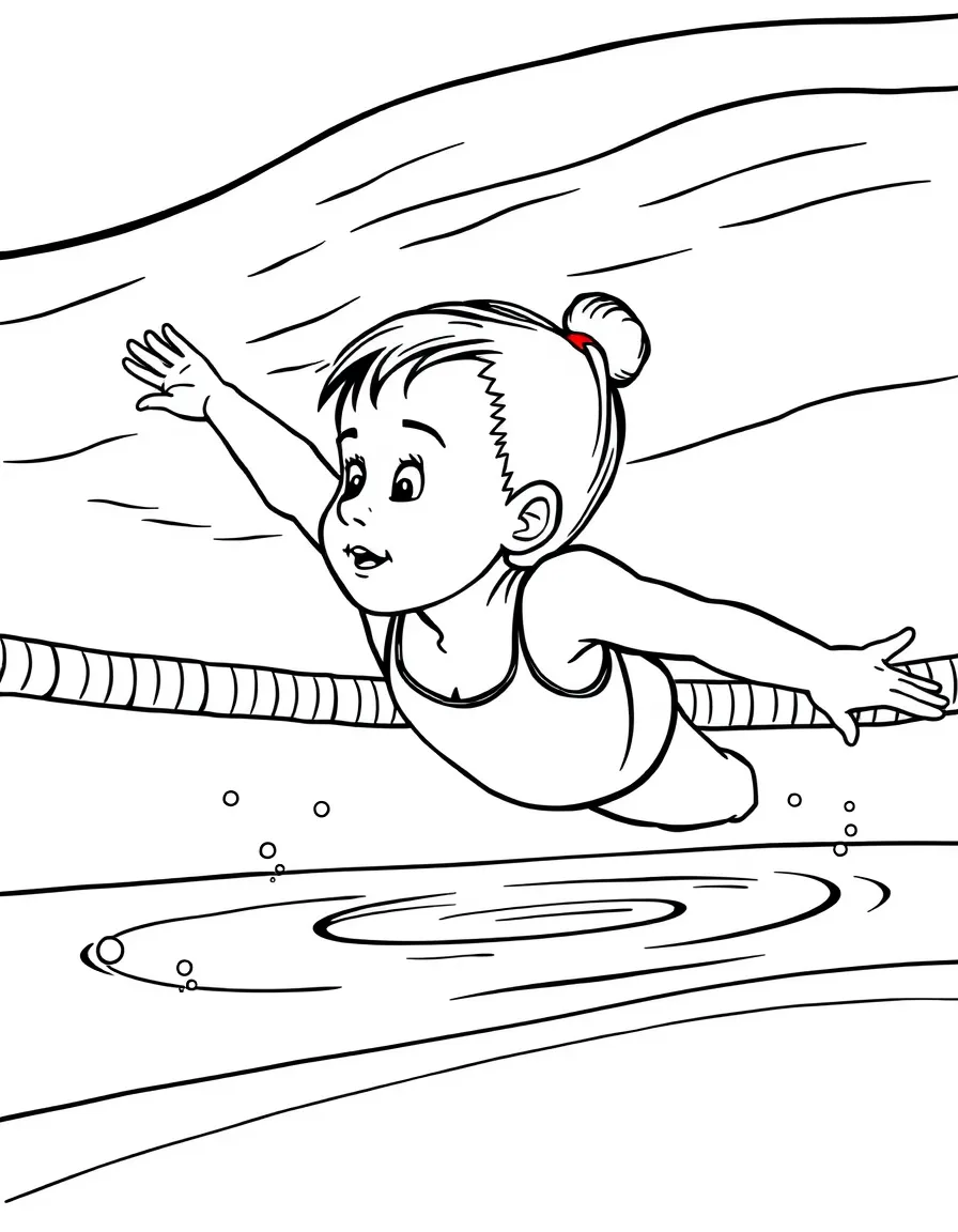 (sports) A child a synchronized child doing synchronized swimming
