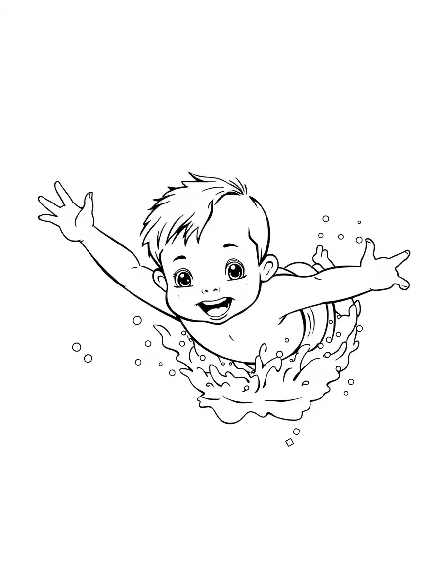 (sports) A child a splashing child diving