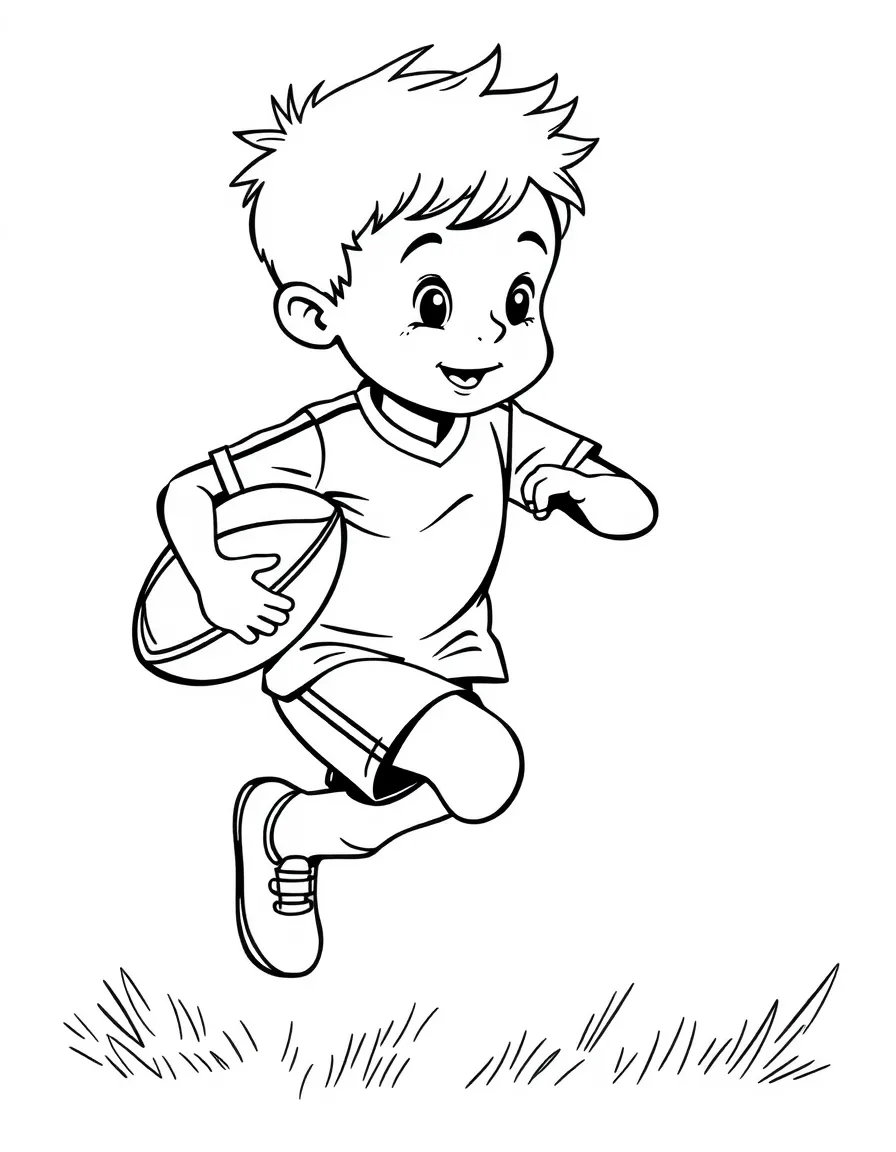 (sports) A child a running child playing rugby