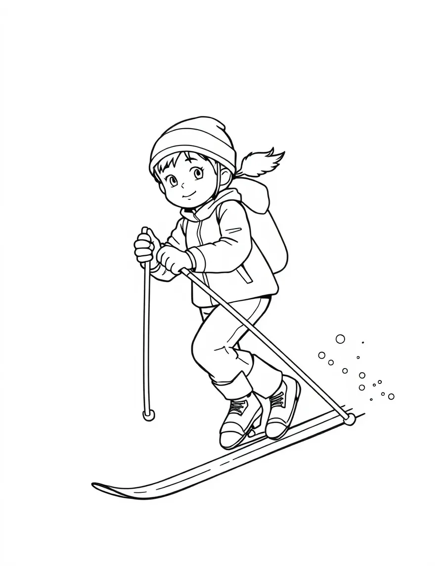 (sports) A child a gliding child doing cross-country skiing