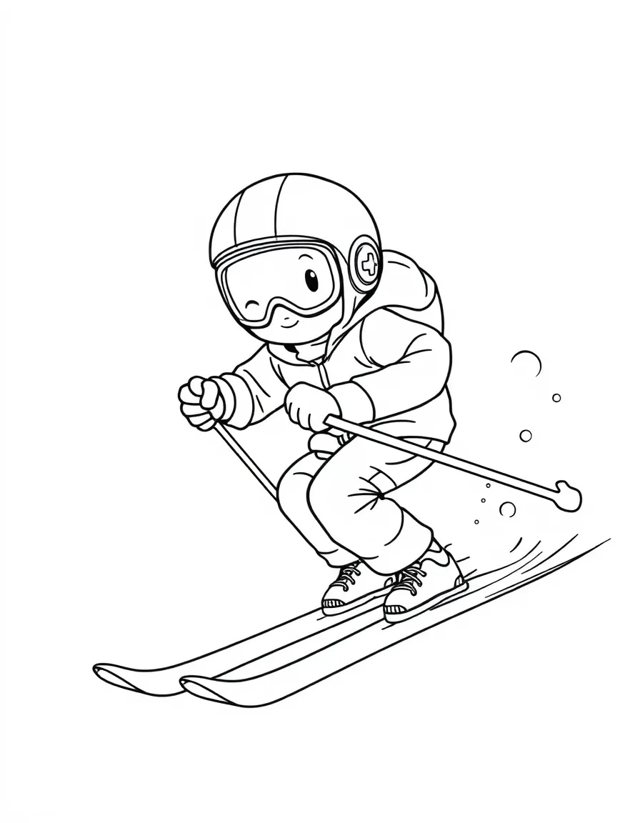 (sports) A child a speedy child doing alpine skiing