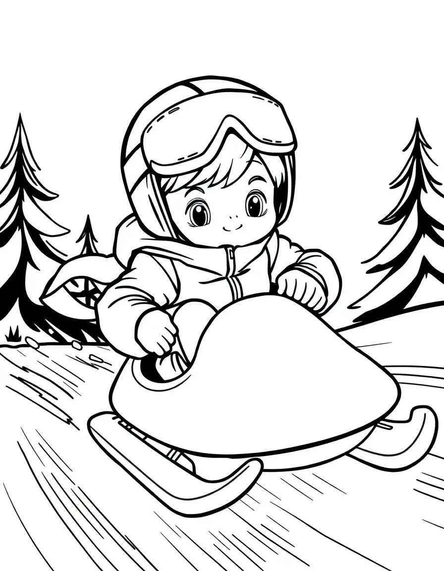 (sports) A child a swift child in a luge
