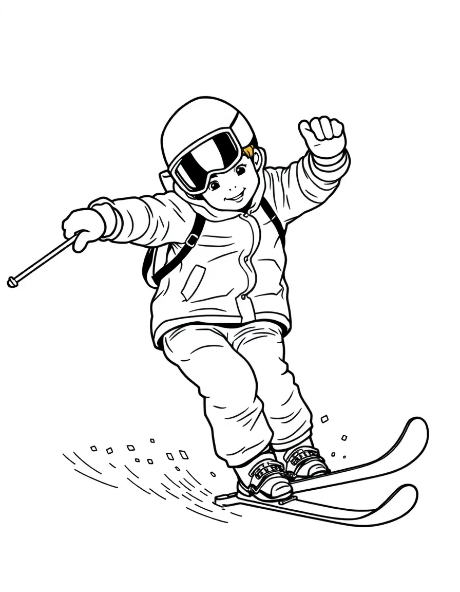 (sports) A child a trick-performing child doing freestyle skiing