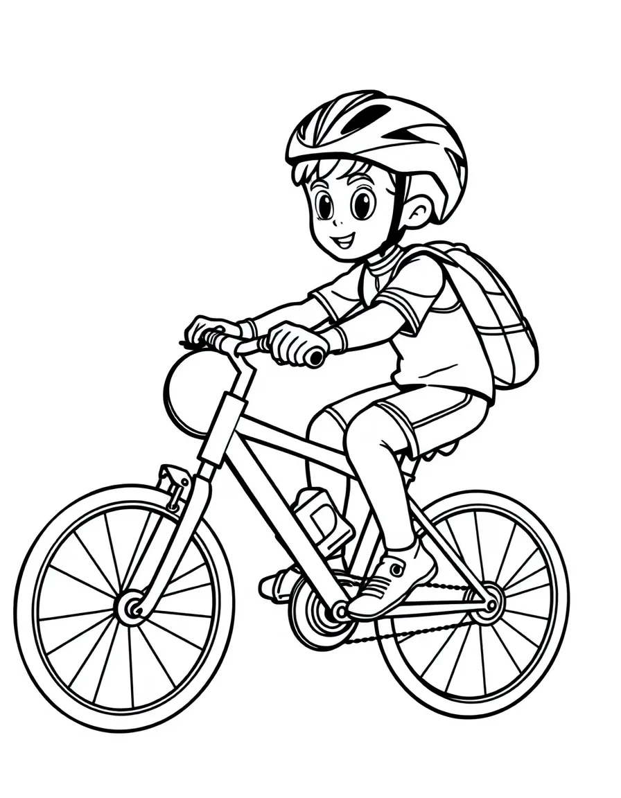 (sports) A child cartoon child cycling