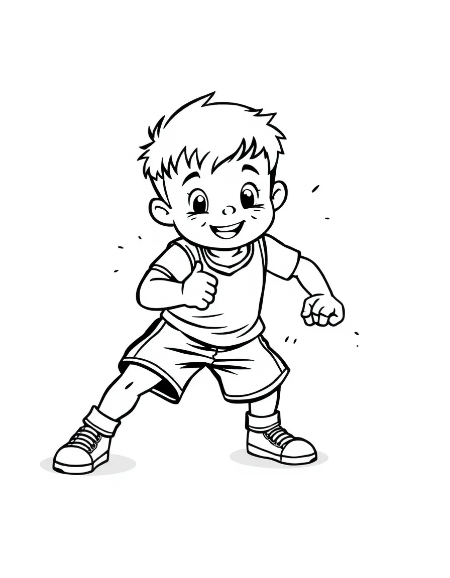 (sports) A child cartoon child doing wrestling