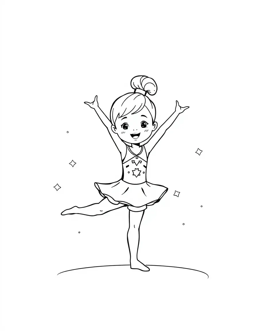 (sports) A child cartoon child rhythmic gymnastics