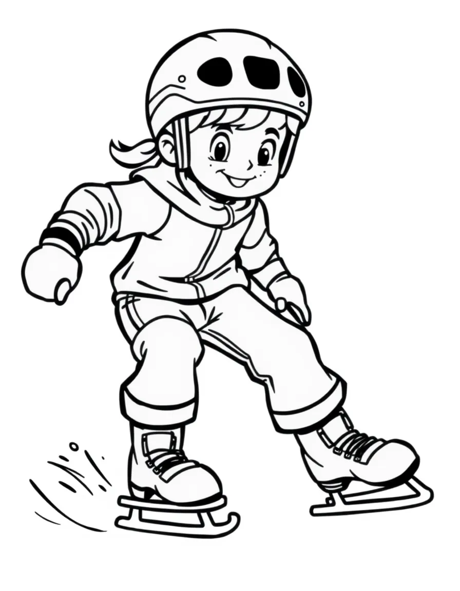 (sports) A child cartoon child doing speed skating