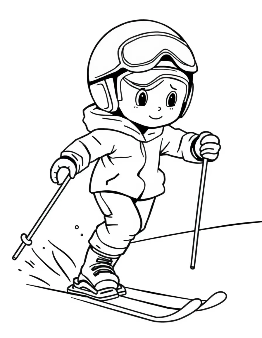 (sports) A child cartoon child doing freestyle skiing