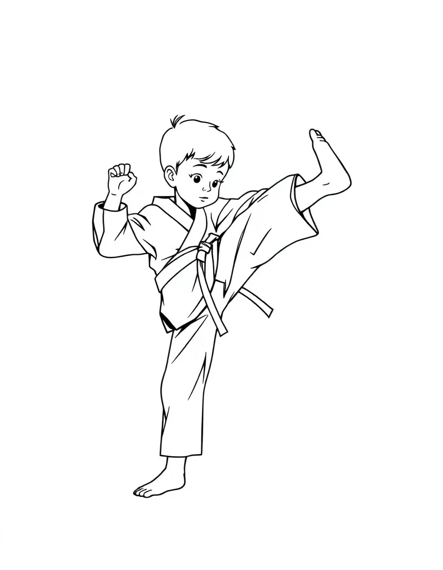 (sports) A child simple taekwondo kick