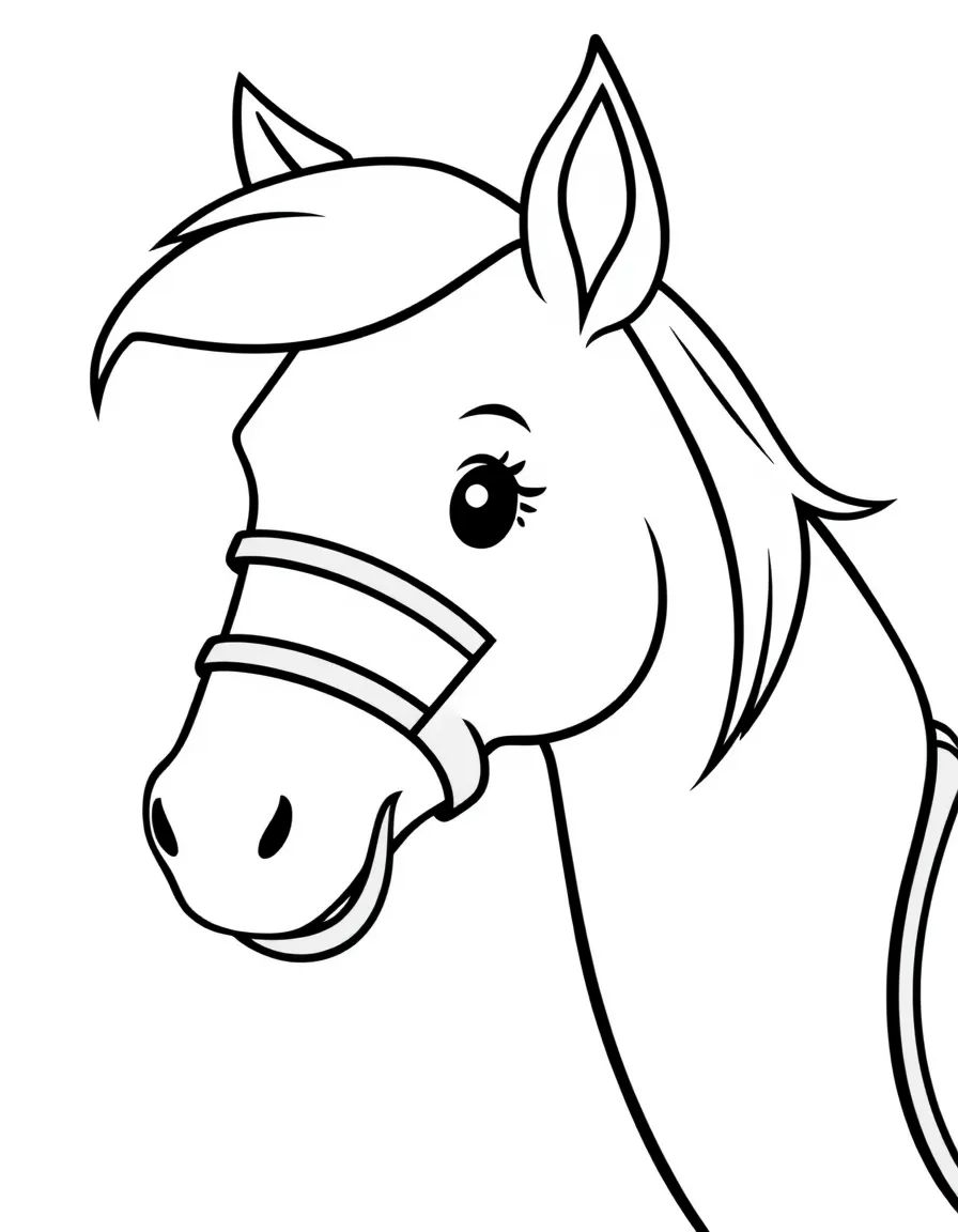 (sports) A child simple horse head outline