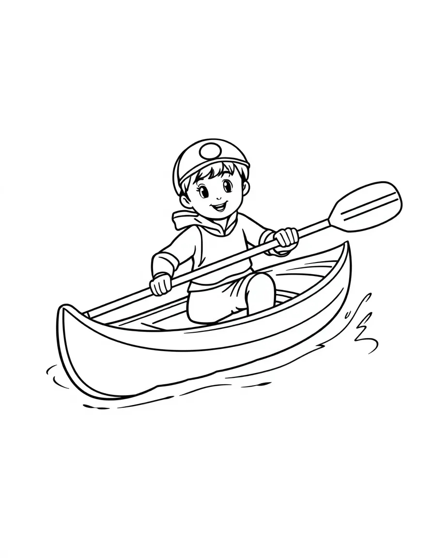 (sports) A child simple canoe