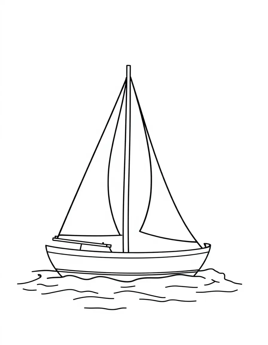 (sports) A child simple sailboat outline