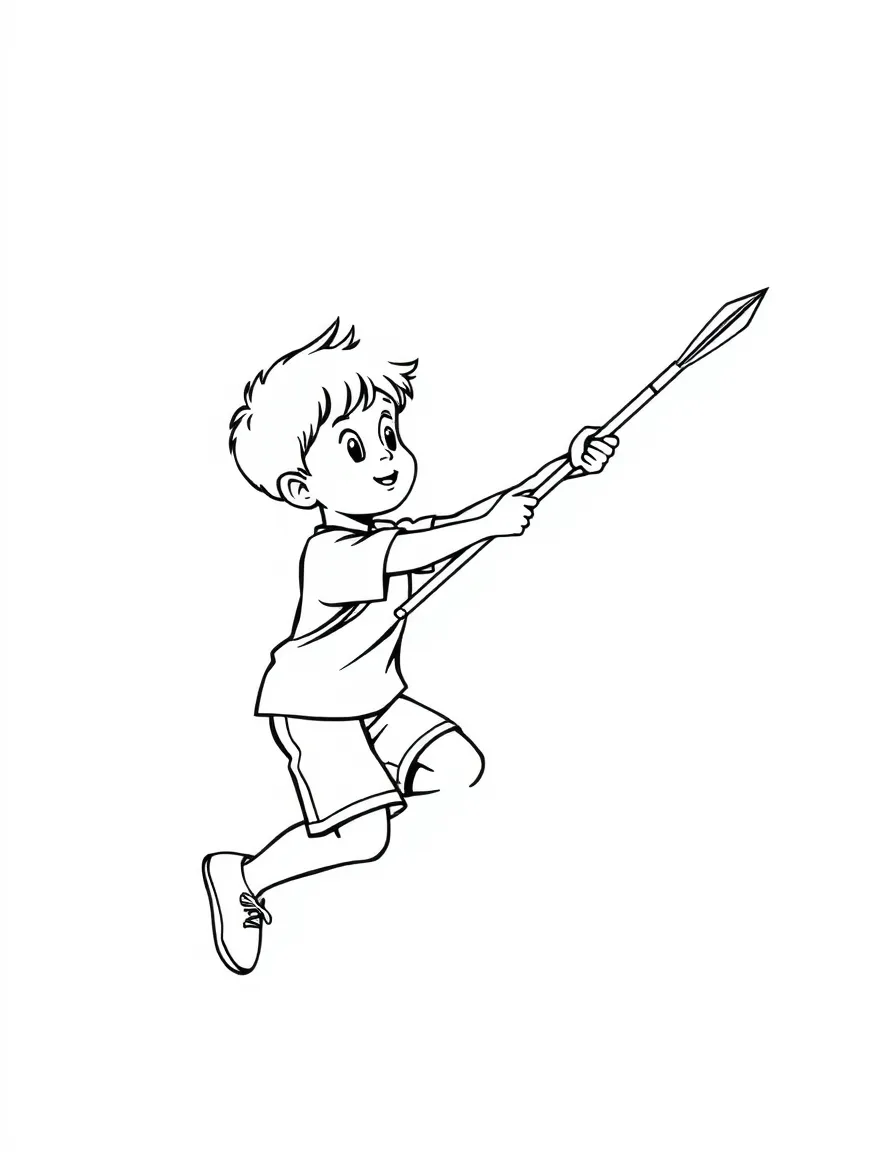 (sports) A child simple javelin outline