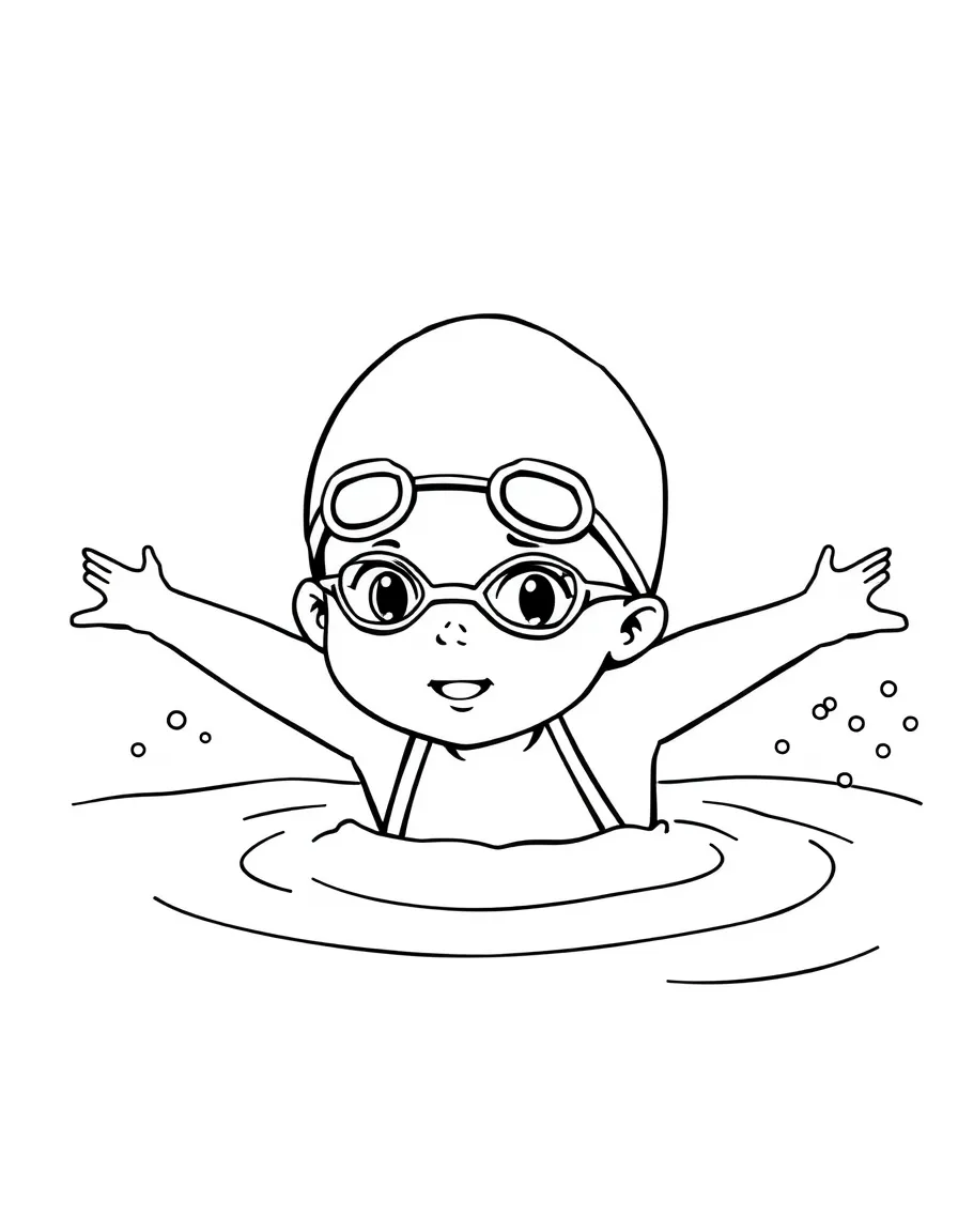 (sports) A child simple synchronized swimming cap