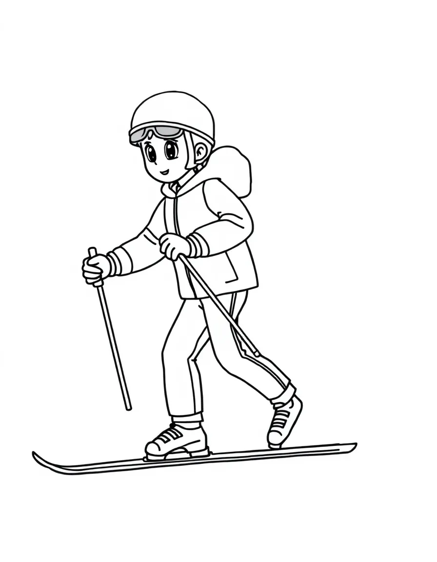 (sports) A child simple cross-country ski outline
