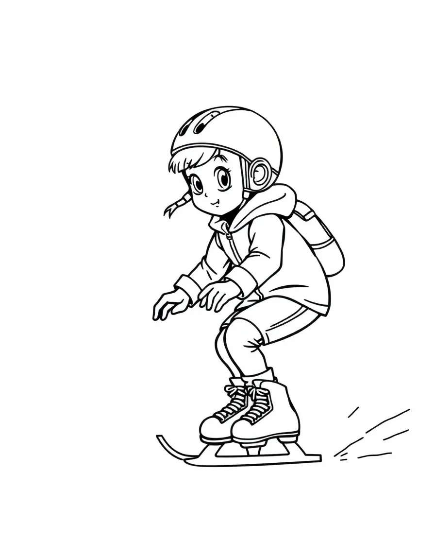 (sports) A child simple speed skate outline