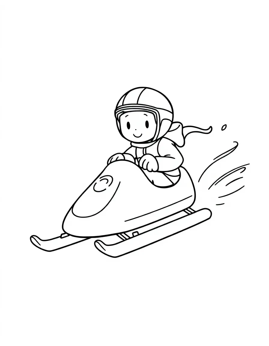 (sports) A child simple bobsled outline