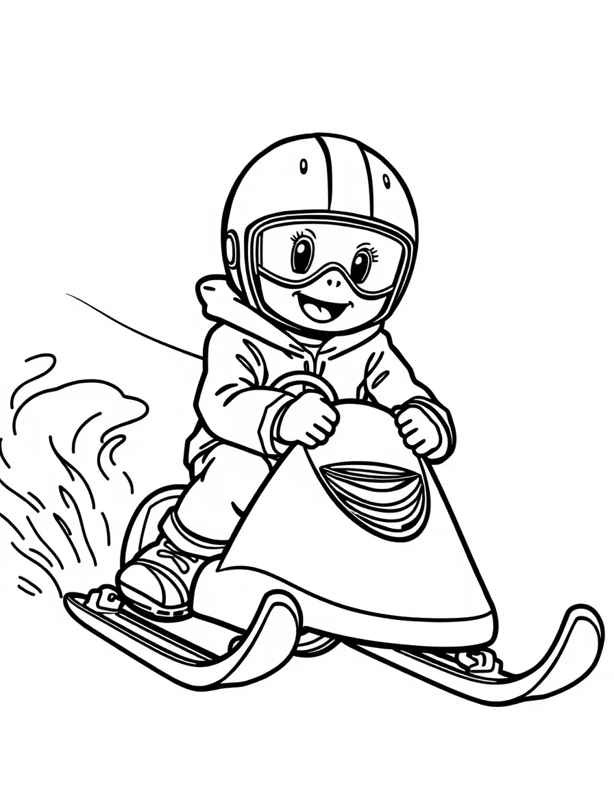 (sports) A child simple luge outline