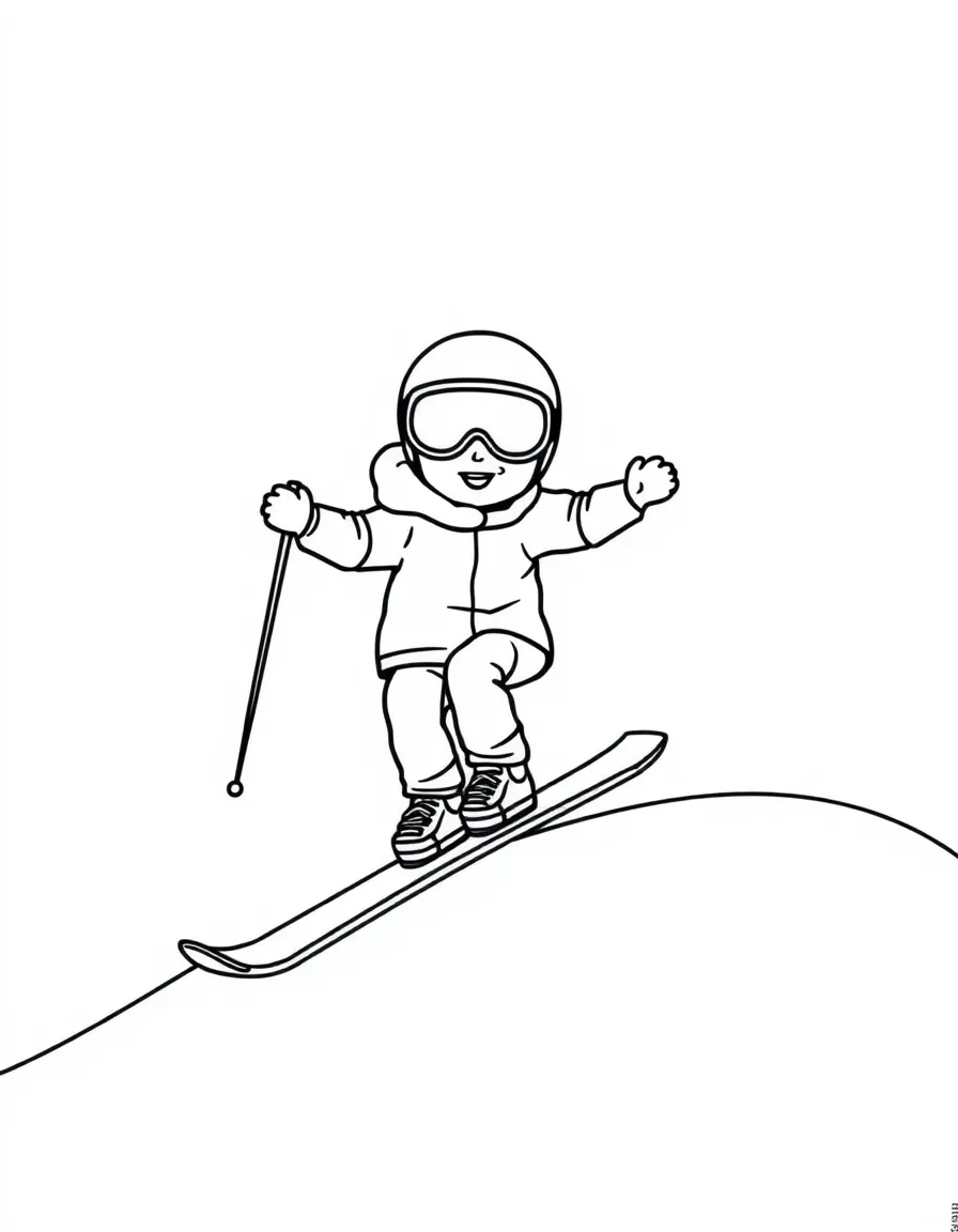 (sports) A child simple ski jump ramp outline