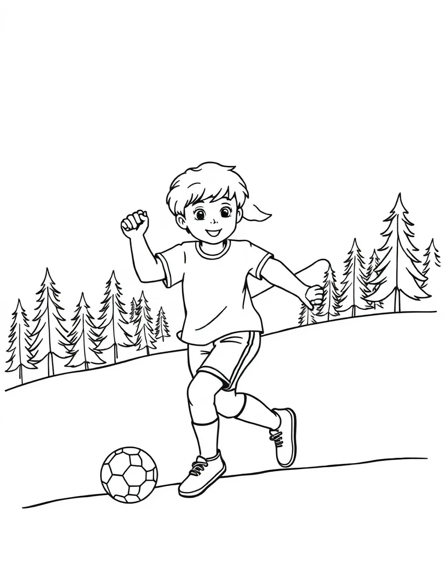 (sports) A child simple Nordic combined outline